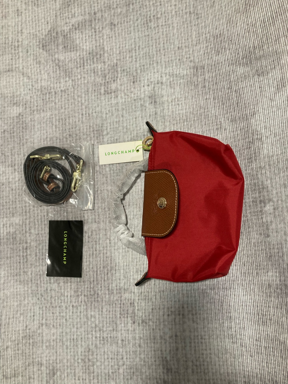 Longchamp Red Mini Pouch with Brown Trim and Gold Hardware - Picture 4 of 4